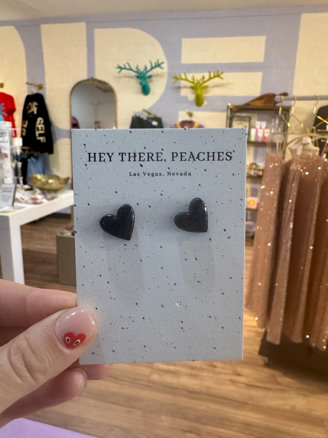 Hey There Peaches Heart Earrings