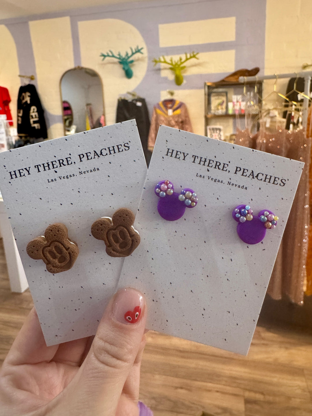 Hey There Peaches Mickey Earrings