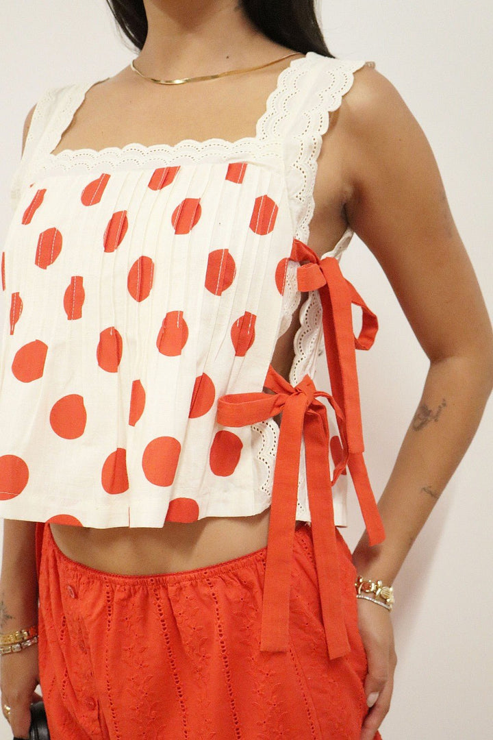 Polka Dot Side Tie Tank