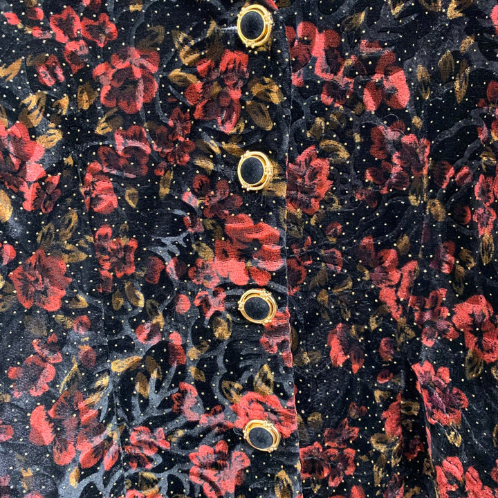 Vintage Floral Velvet Cropped Jacket