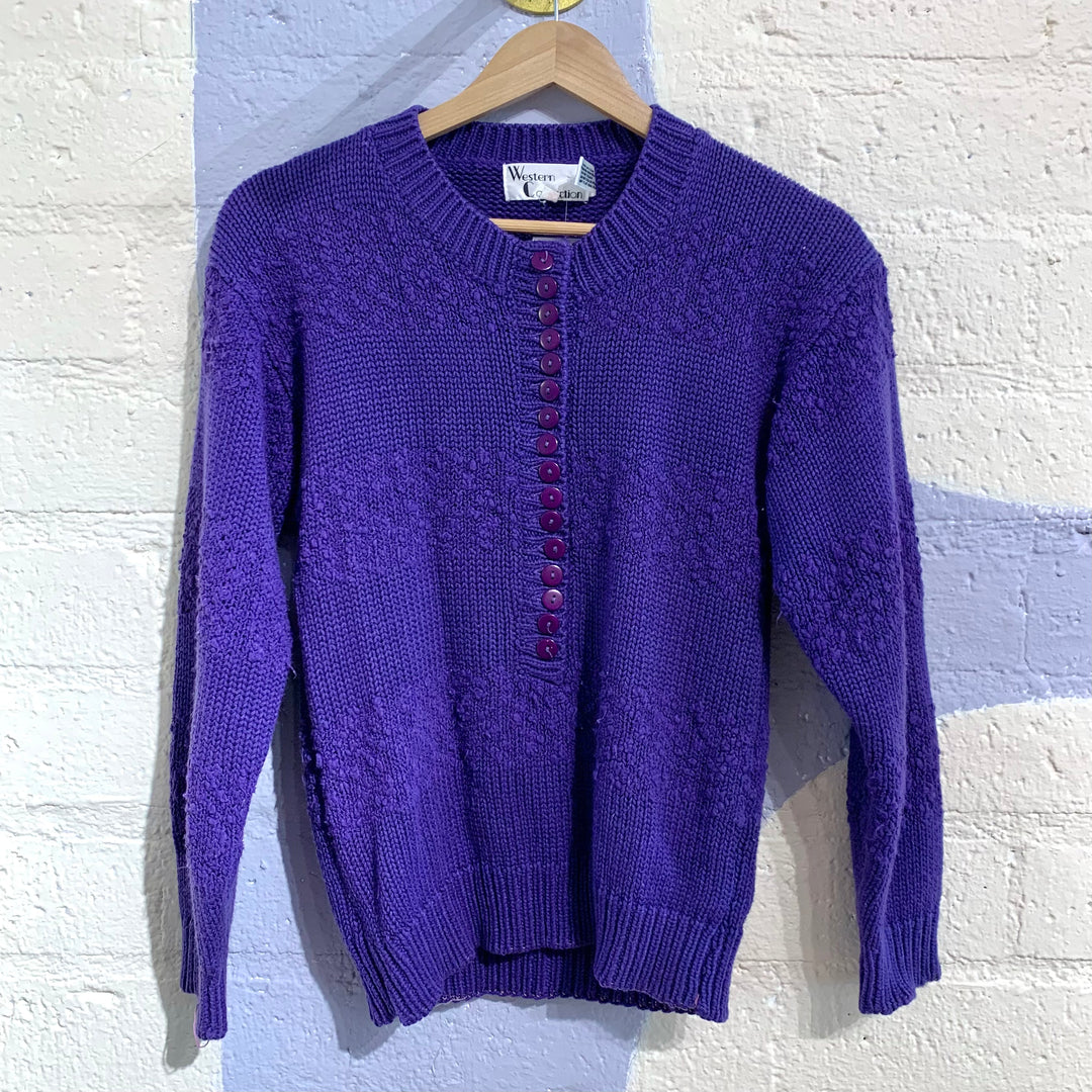 Vintage Purple Button Up Sweater