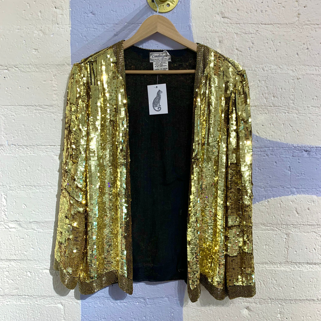 Vintage Gold Sequin Blazer Jacket