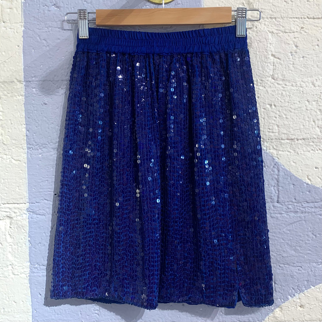 Vintage Blue Sequin Skater Skirt