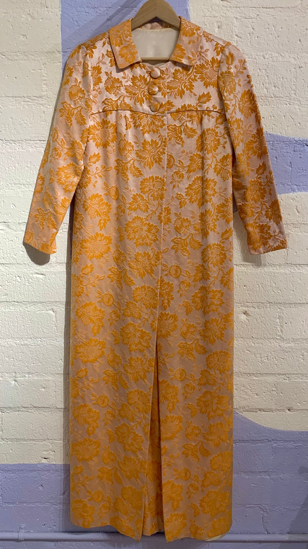 Vintage Orange Brocade Dress & Coat Set