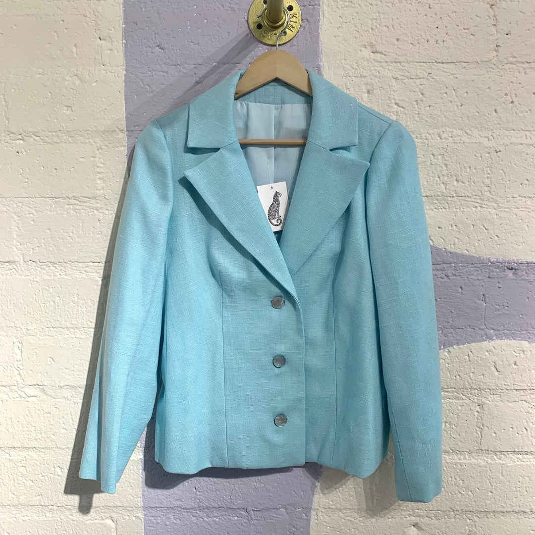 Vintage Blue Linen Blazer