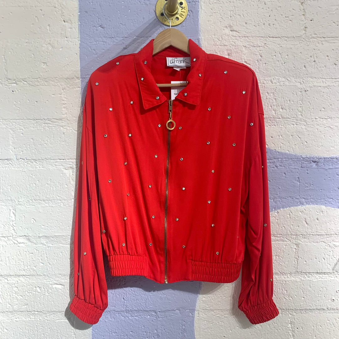 Vintage Red Jacket w/ Rhinestone Embellishments