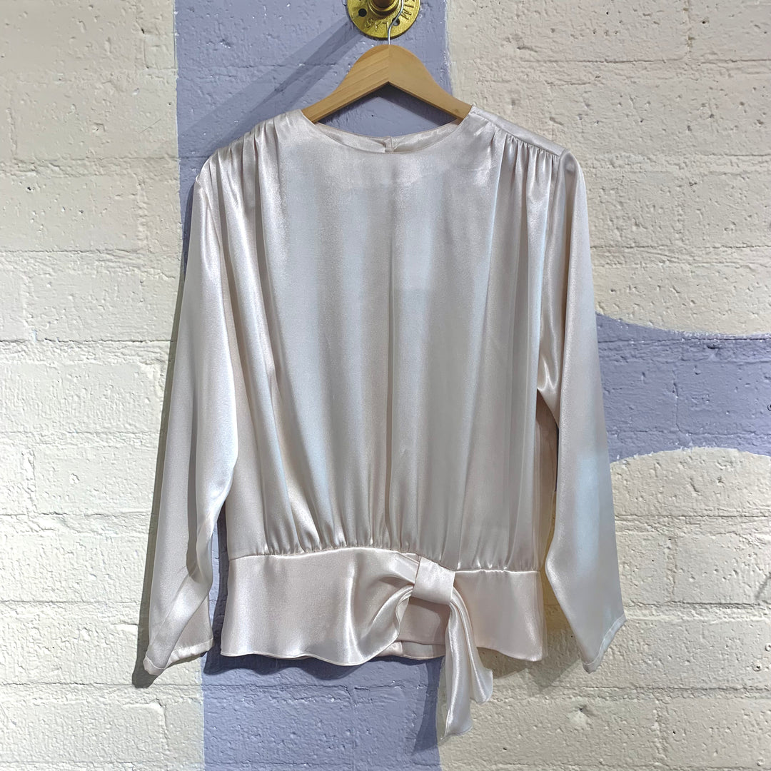 Vintage Satin Side Bow Blouse