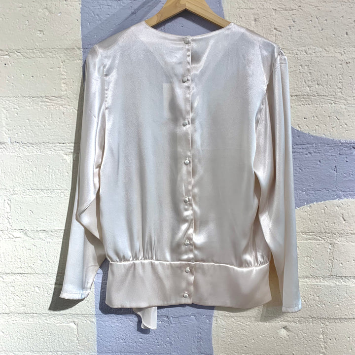 Vintage Satin Side Bow Blouse