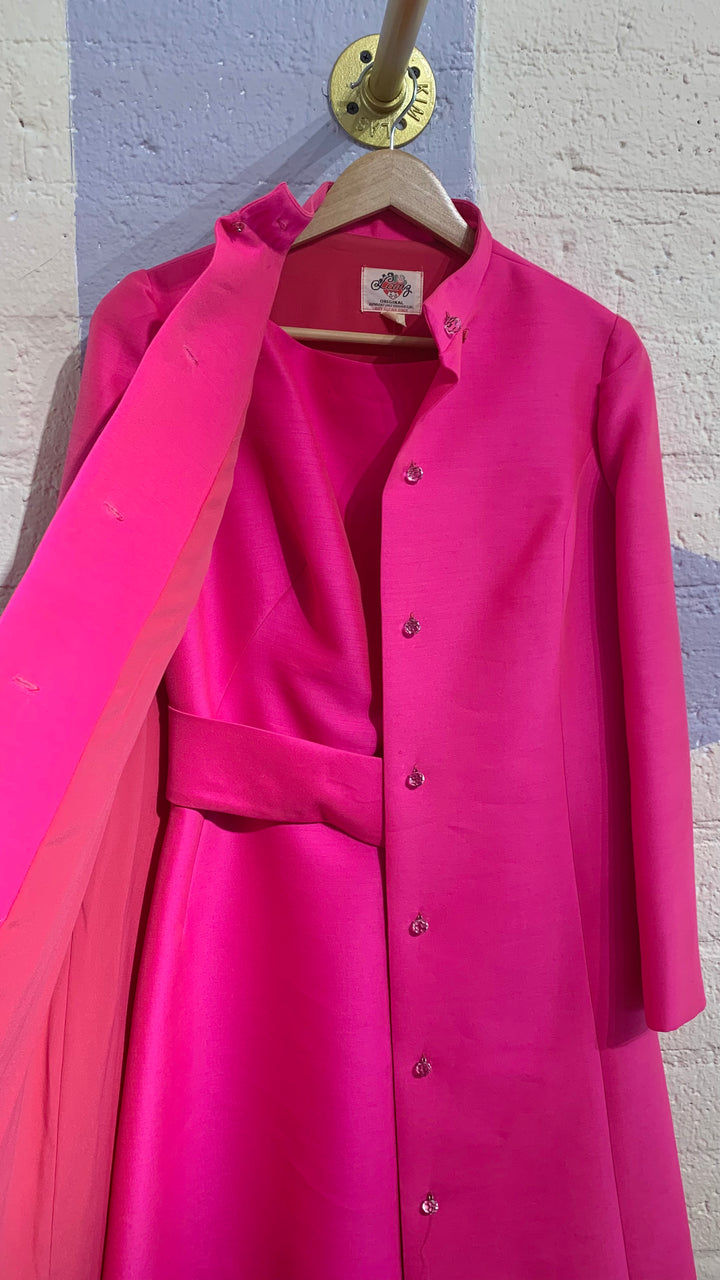 Vintage Hot Pink Cocktail Dress & Coat Set