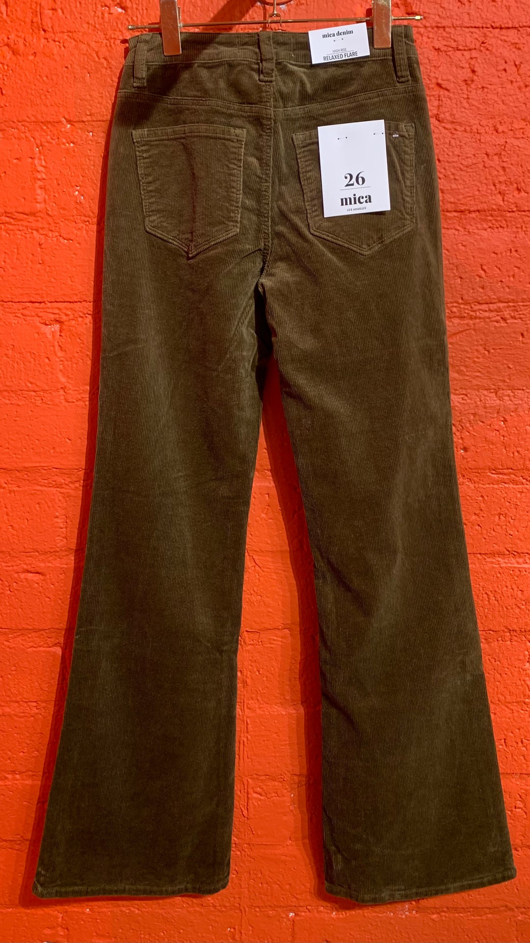 Olive Corduroy High Rise Flare Pants