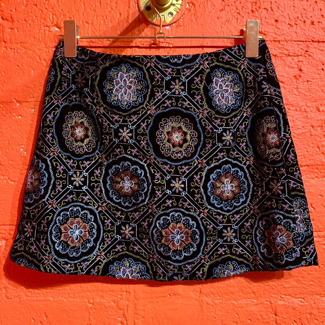 Velvet Embroidered Skirt