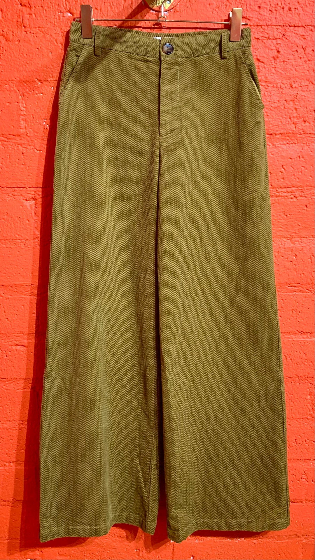 Wide Leg Olive Corduroy Pants