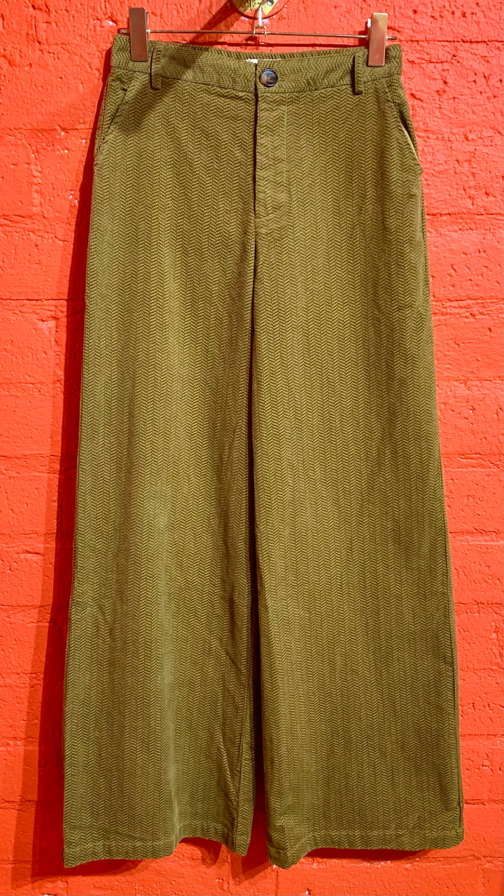 Wide Leg Olive Corduroy Pants