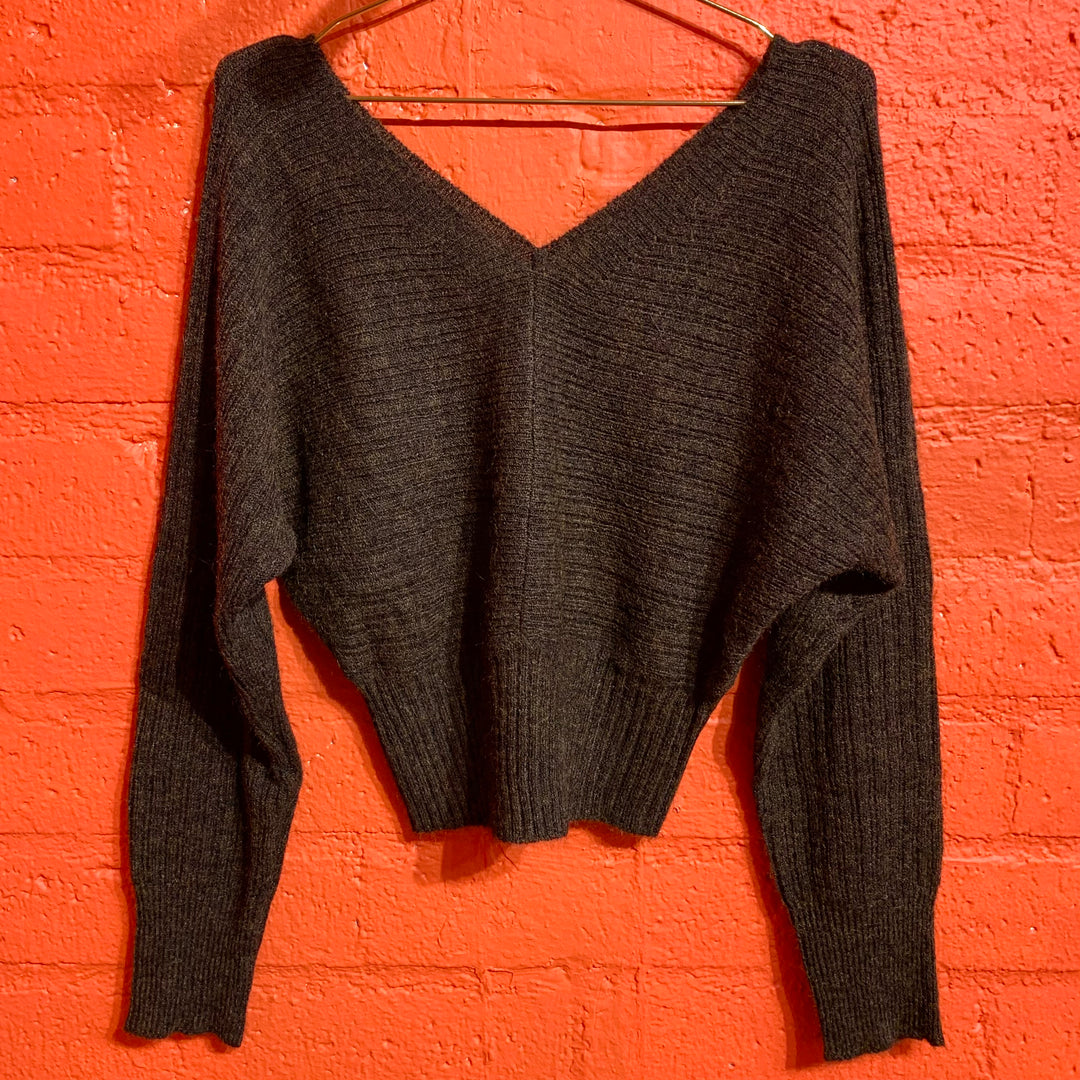 Brown Knit Off-The-Shoulder Sweater