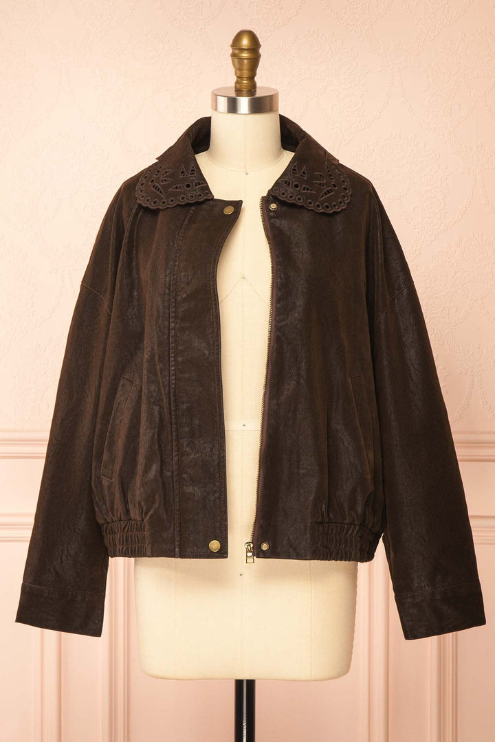 Black Brown Bomber Jacket