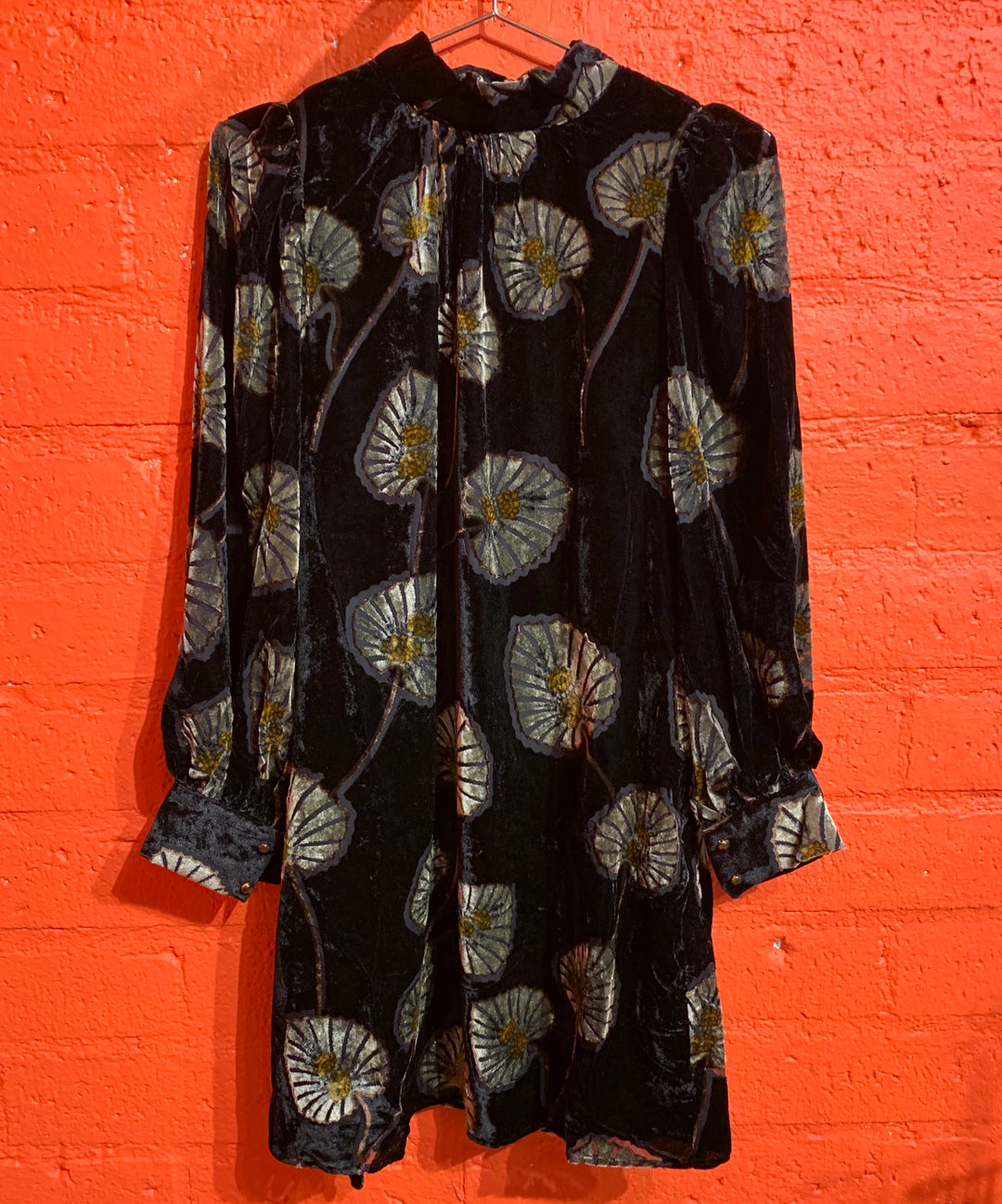 Black Velvet Lotus Mini Dress