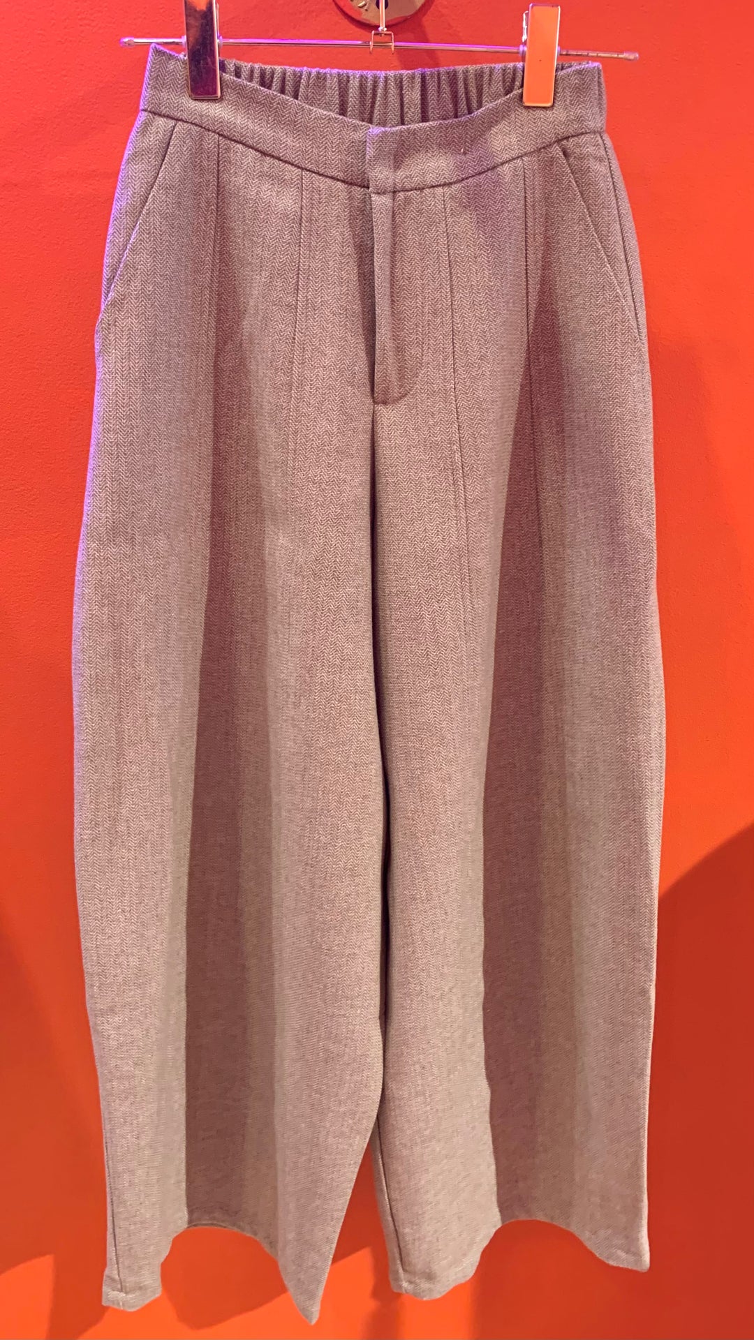 Beige High Waisted Pleated Pants