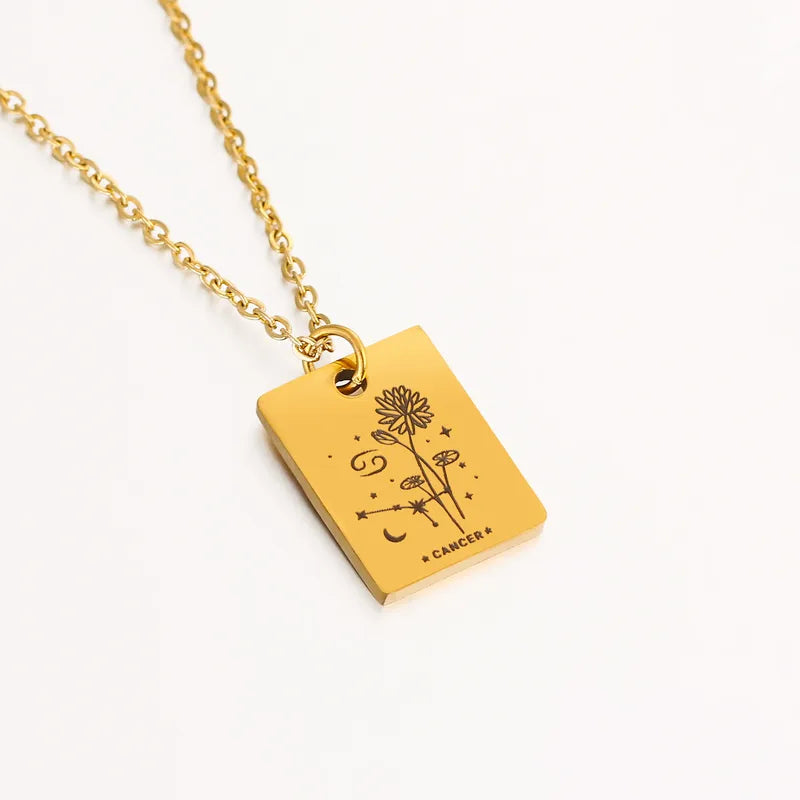 Birth Flower Zodiac Necklace - Cancer
