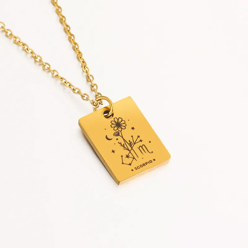Birth Flower Zodiac Necklace - Scorpio