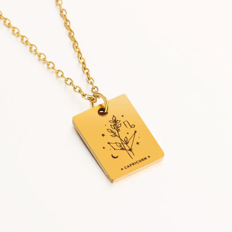 Birth Flower Zodiac Necklace - Capricorn