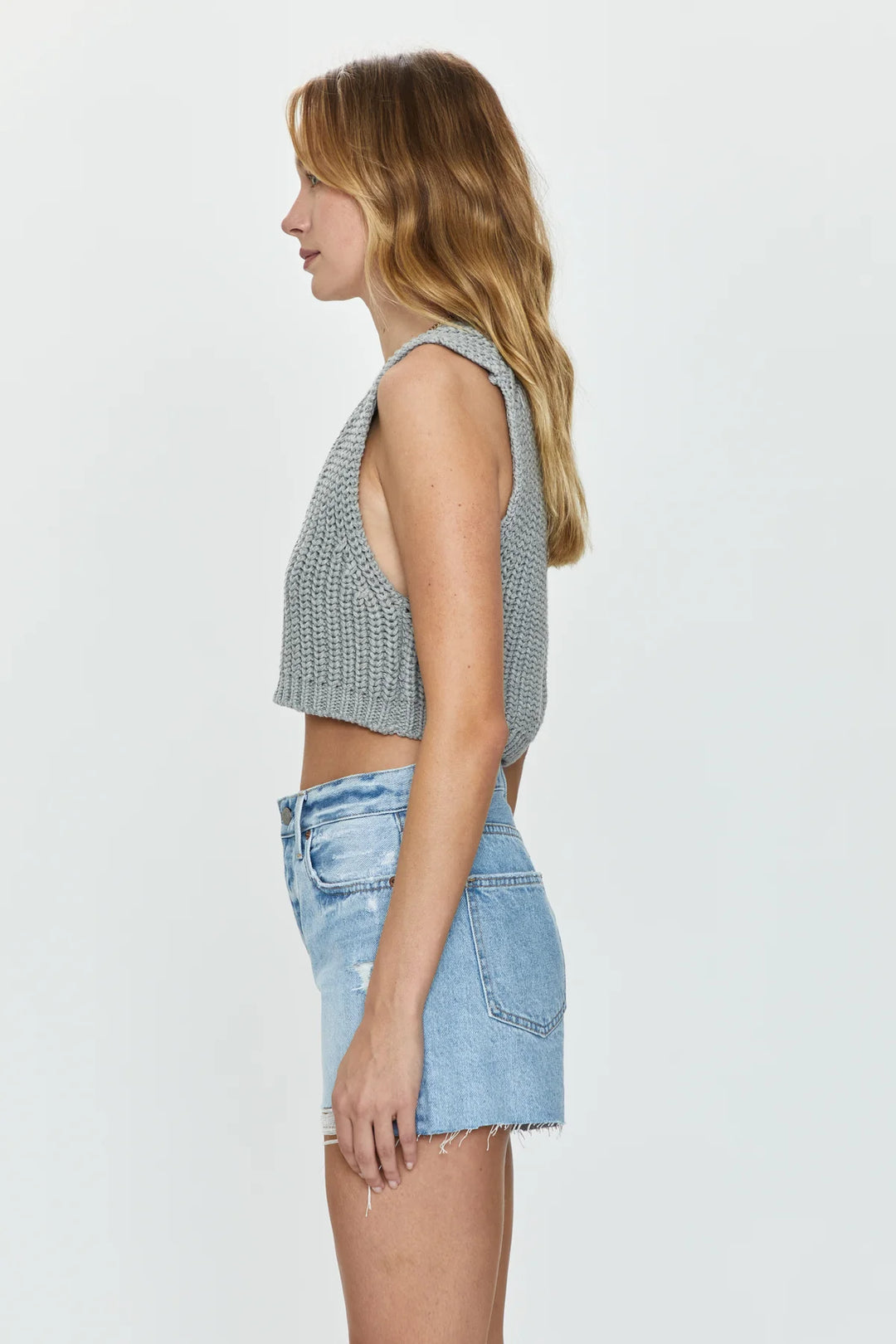 Pistola Cora Croppped Grey Sweater Tank