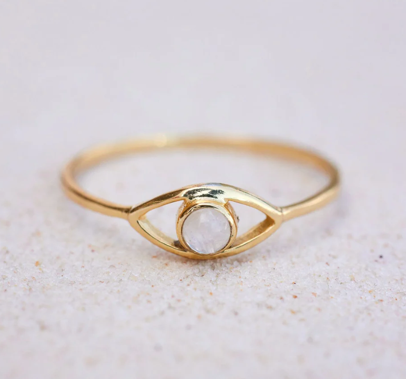 Pura Vida Gemstone Eye Ring - Gold