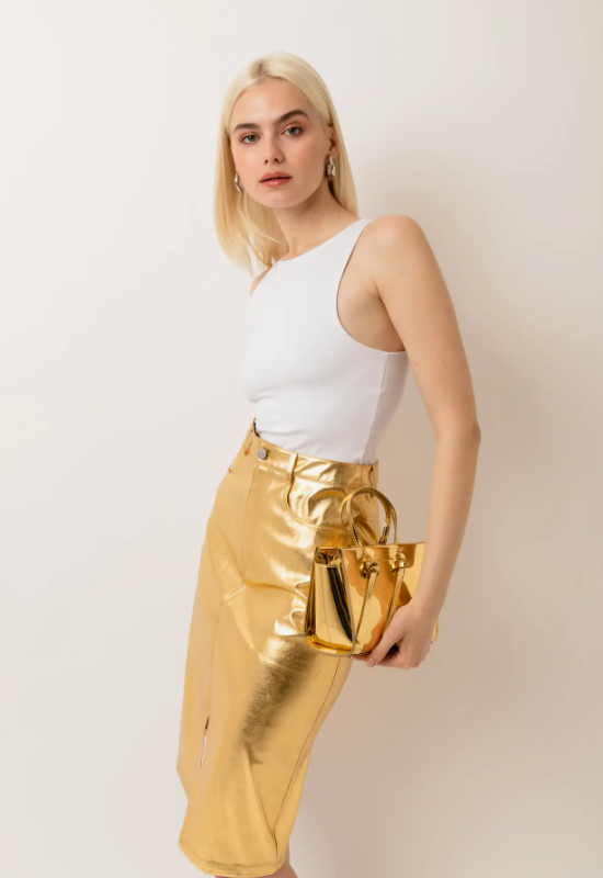 Lupe Metallic Skirt - Gold