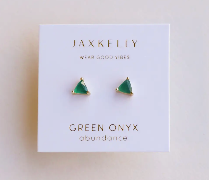 Jax Kelly Mini Energy Gem Earrings - Green Onyx