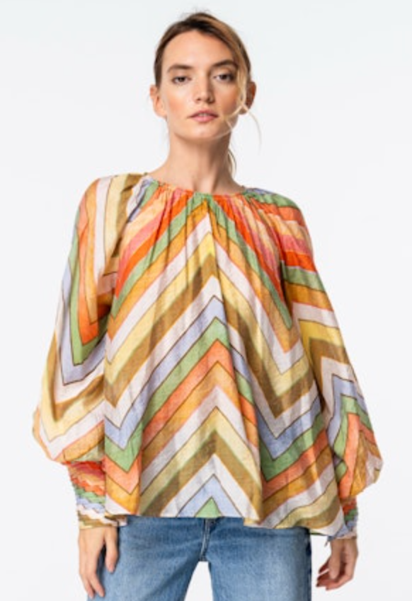 Rileigh Rainbow Striped Blouse