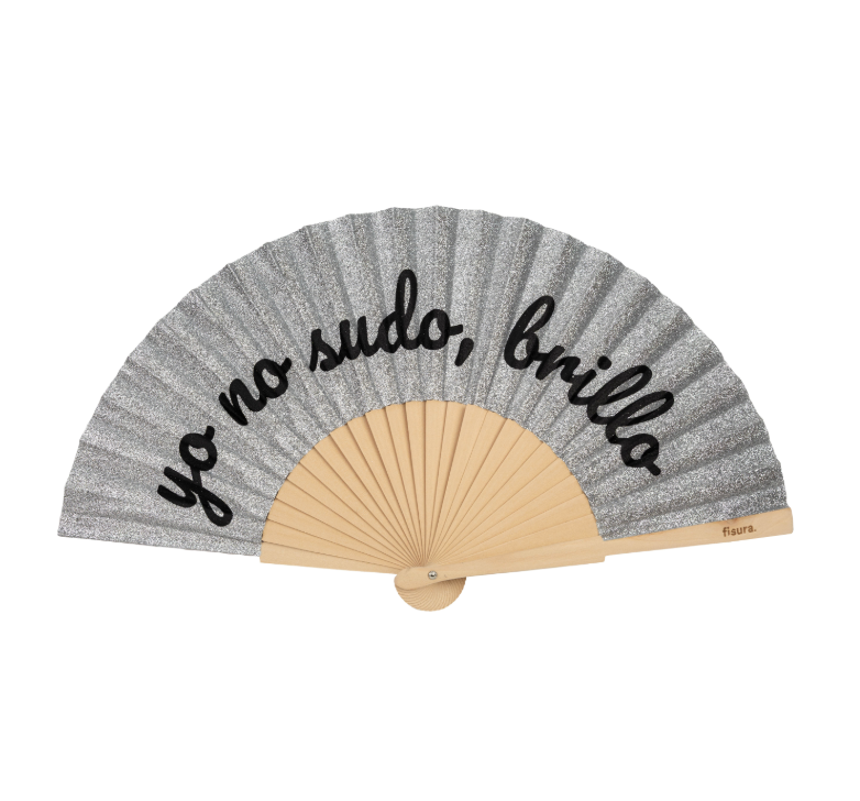 “Yo No Sudo, Brillo” Hand Fan - Silver Glitter
