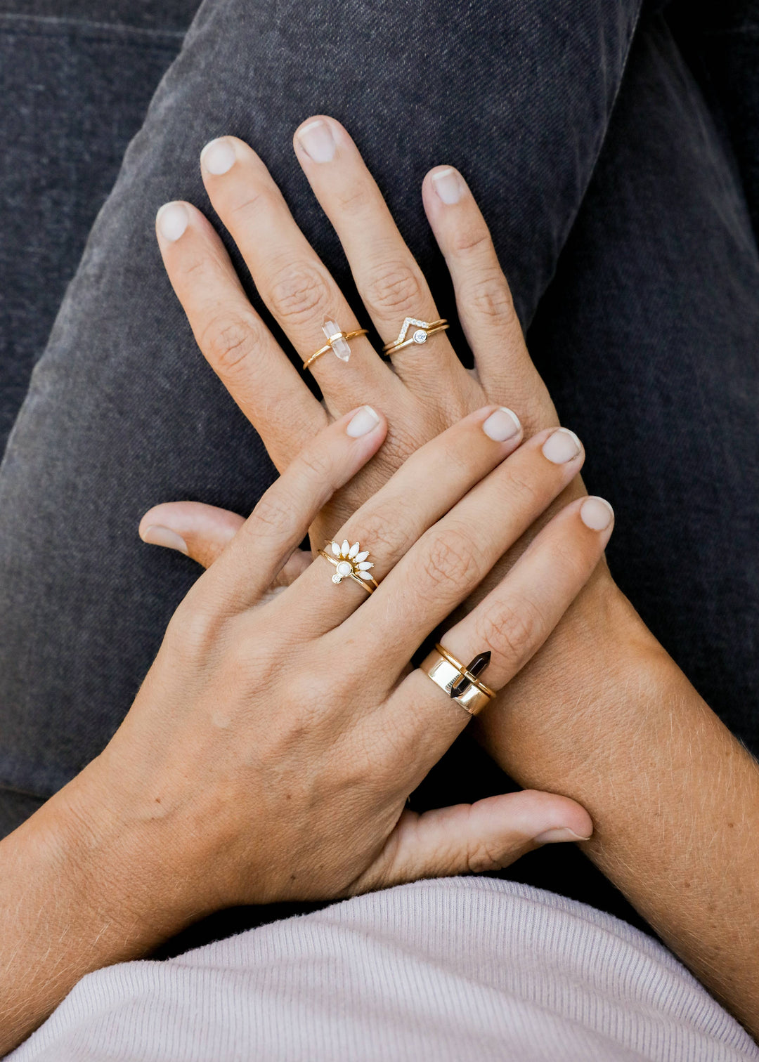 Gold Rings - Smoky Quartz Point