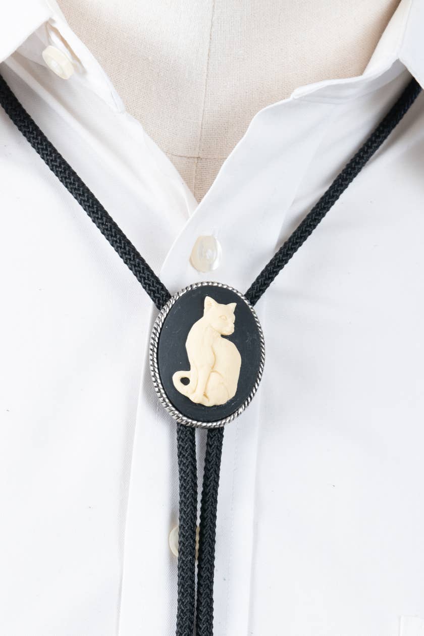 Bolo Tie Cat Cameo