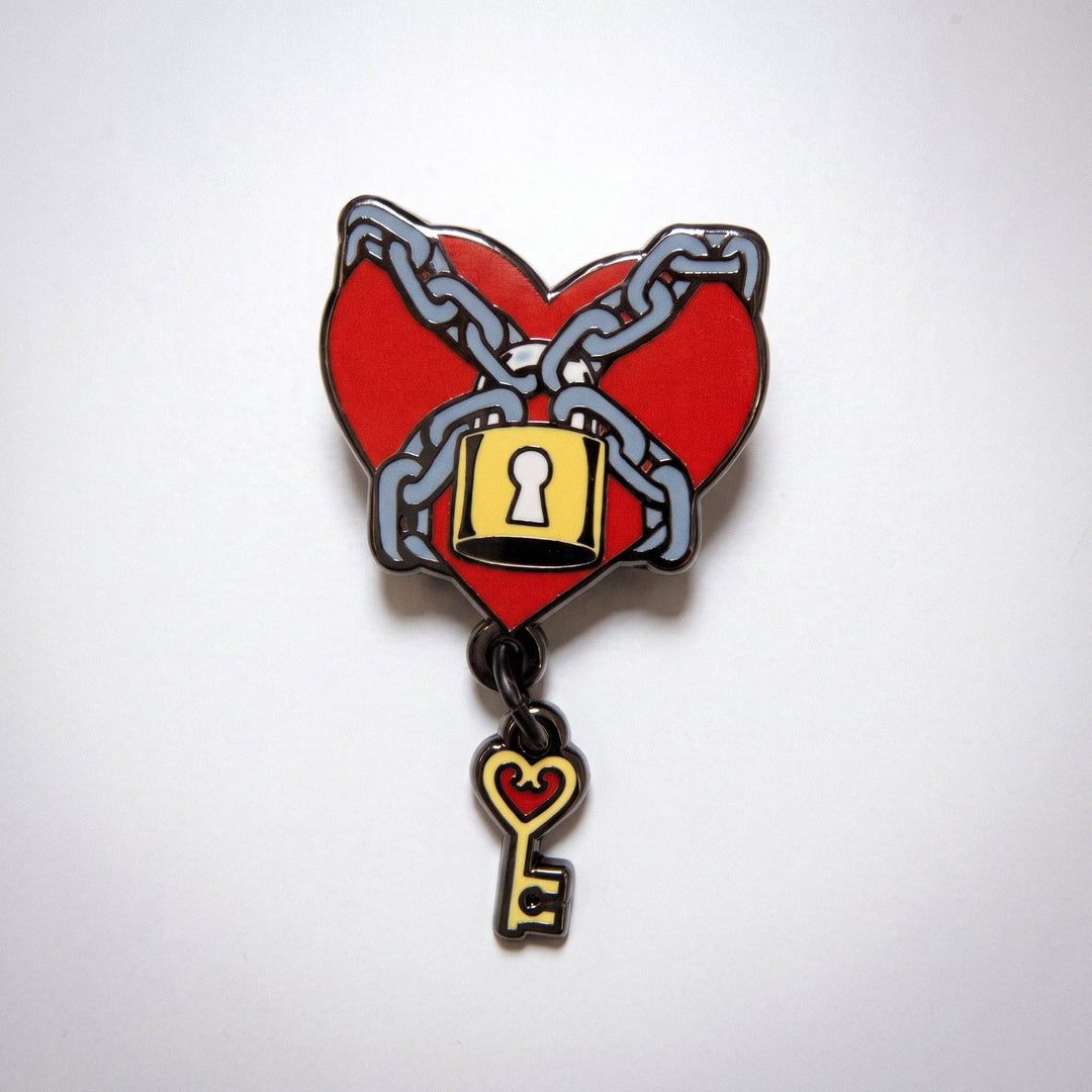 Chained Heart Key Pin