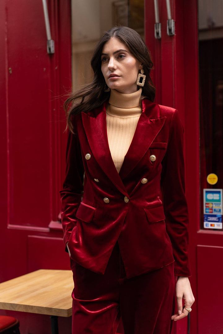 Double-breasted Velvet Blazer