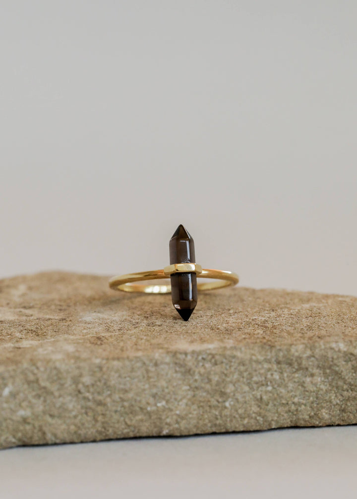Gold Rings - Smoky Quartz Point
