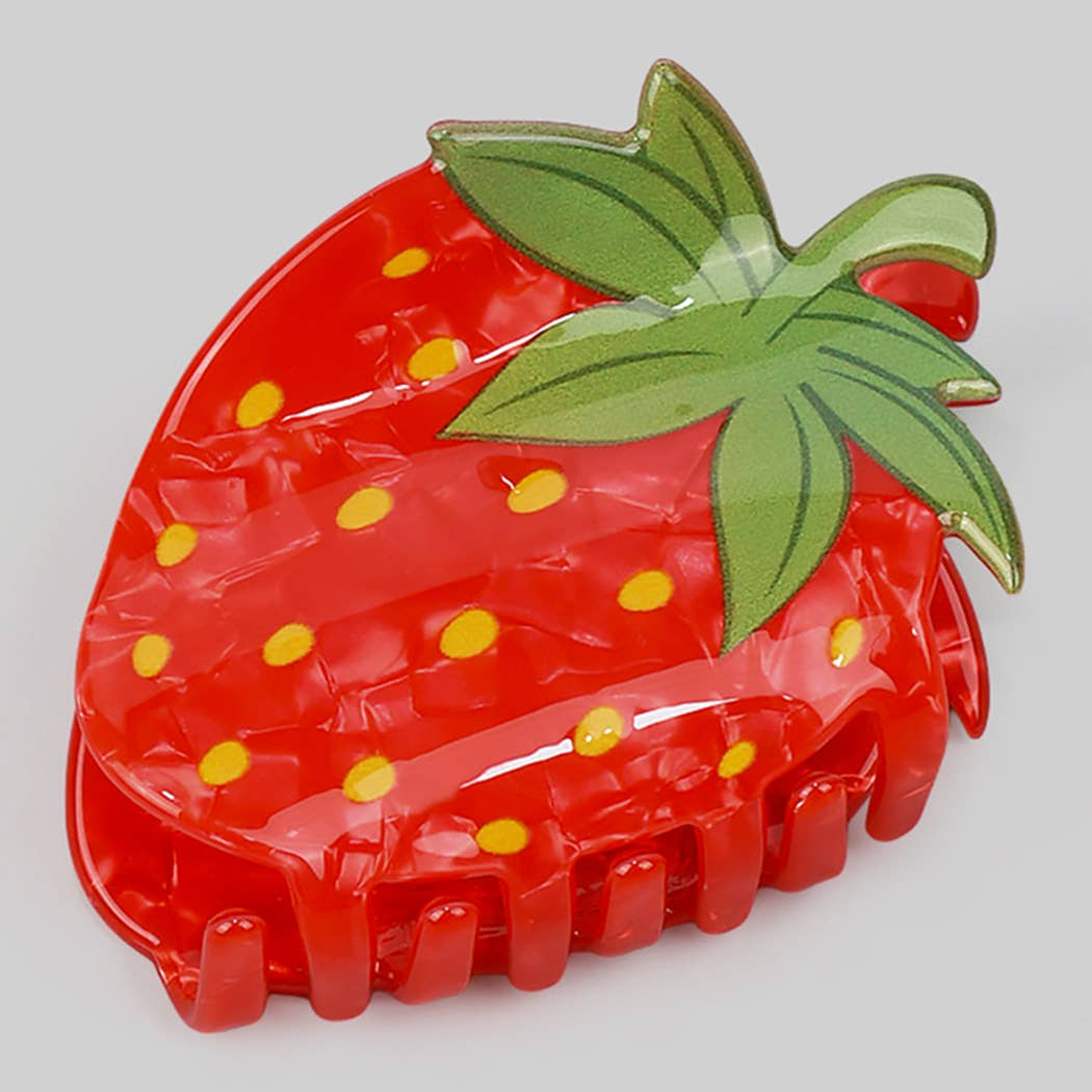 CUTE STRAWBERRY MARBLED ACRYLIC HAIR CLIP