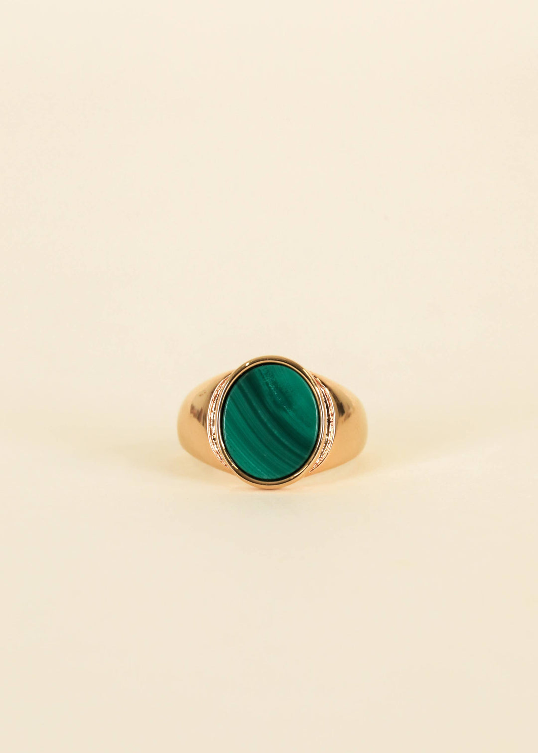 Gold Rings - Malachite Signet