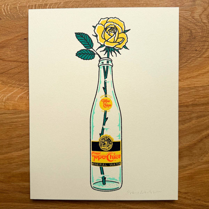 Yellow Rose Bottle Print