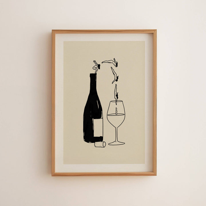 "Wine Bottle Dive" Art Print