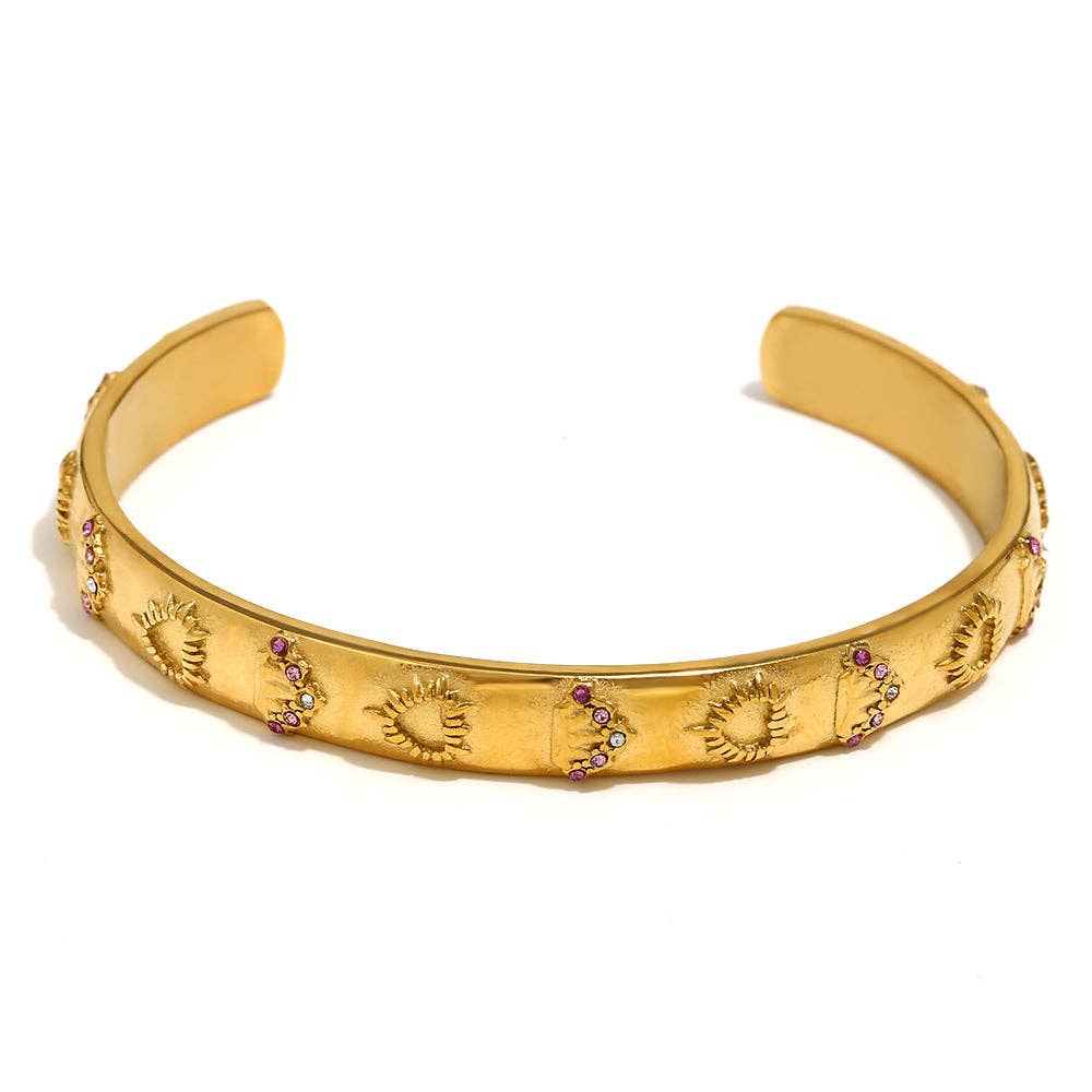 Tarot Style 18K Gold Plated S.Steel Cuff Bangle - FGS/MS