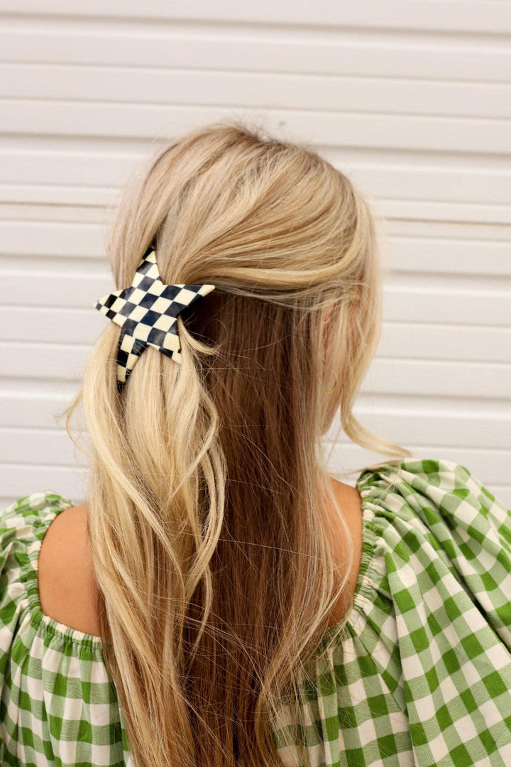 CHECKERED STAR XL BARRETTE - For the love, LV