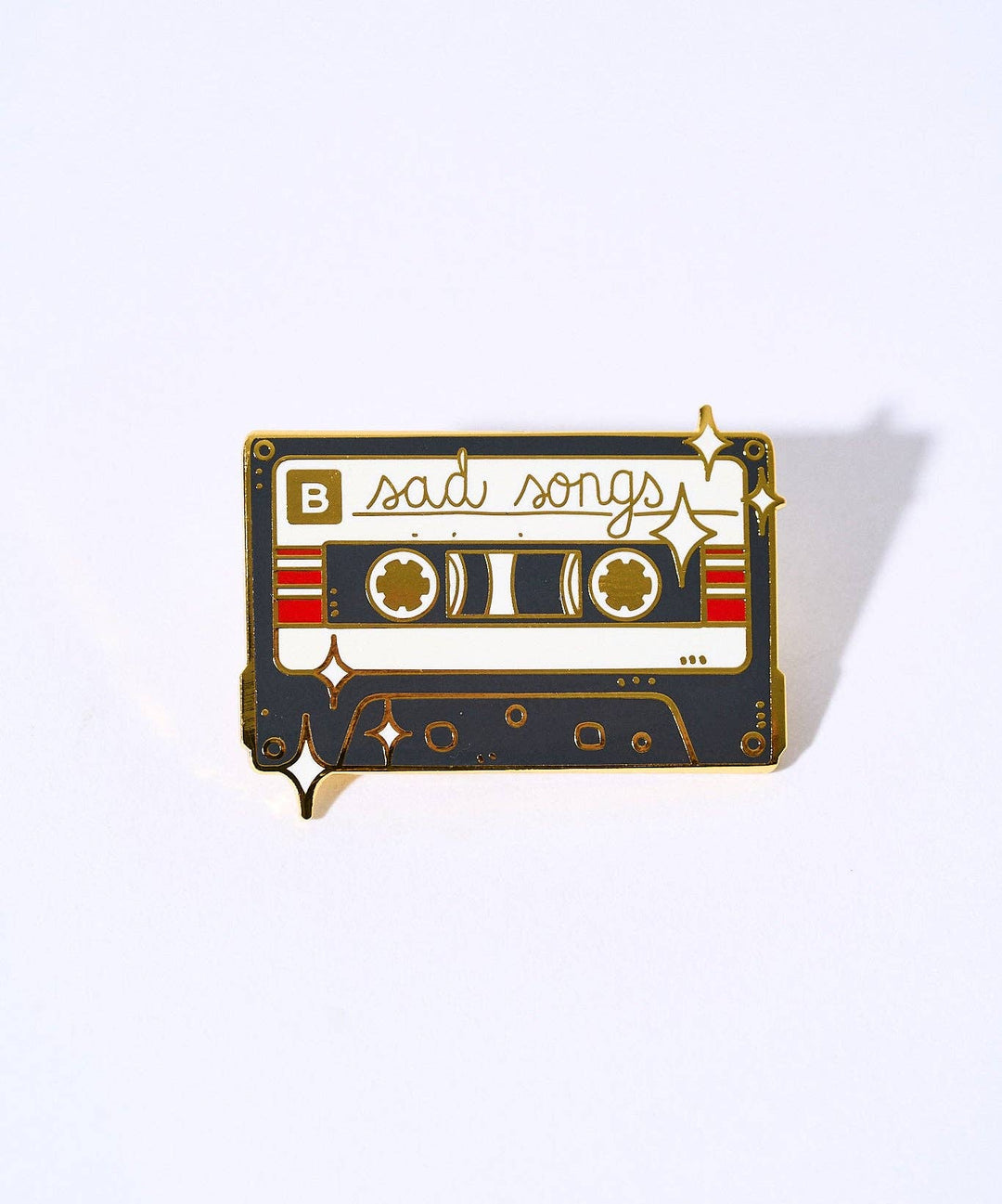 Sad Songs Red Striped Cassette Pin