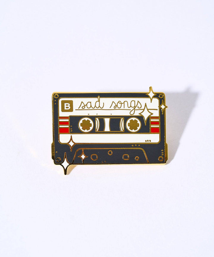 Sad Songs Red Striped Cassette Pin