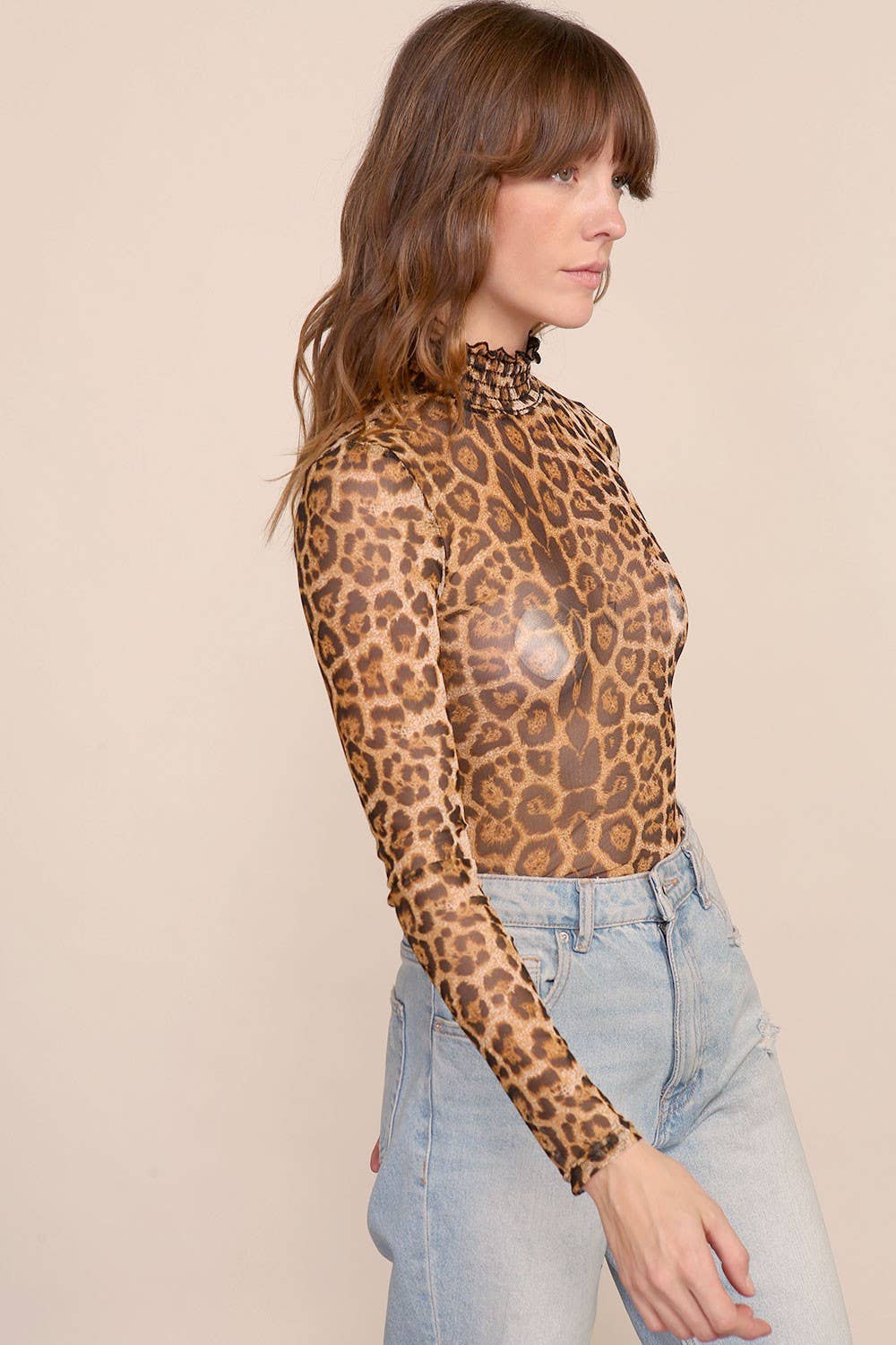 Leopard Print Mesh Bodysuit