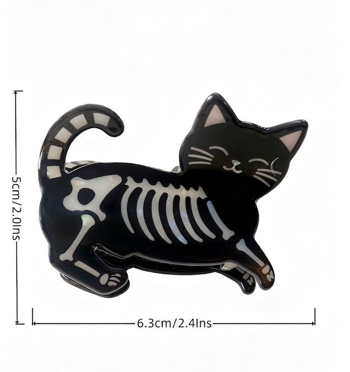 Cat Skeleton Hair Claw Clip
