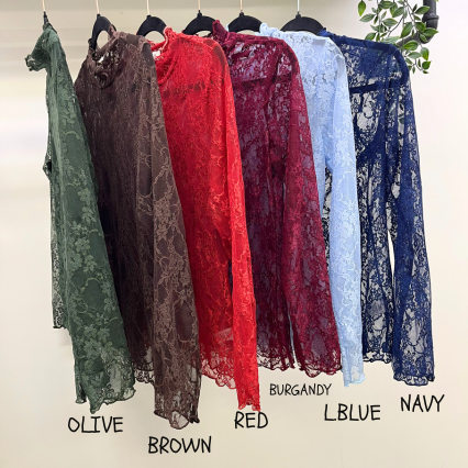 Floral Print Lace Long Sleeve Top