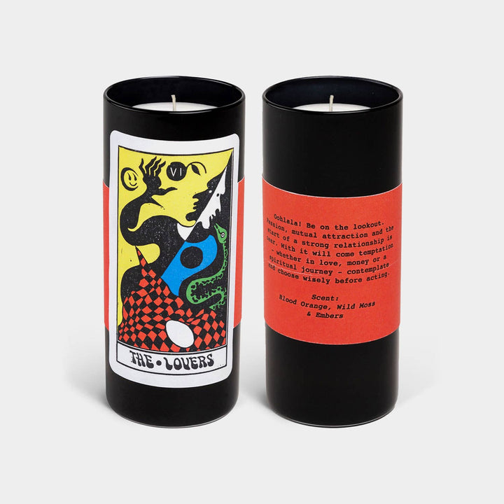 Tarot Lovers Candle - Orange & Moss