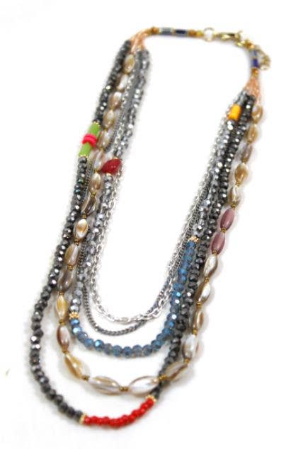 Short Stone & Crystal Layered Necklace