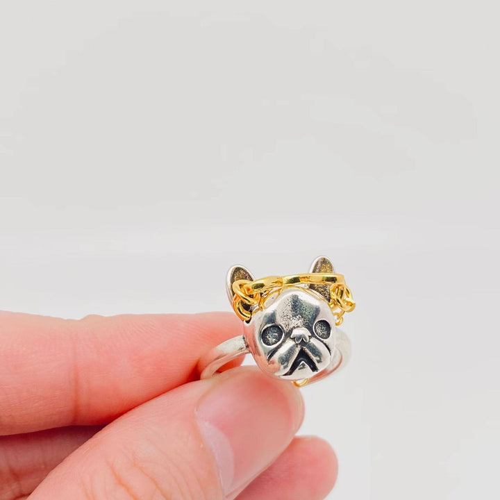 Bulldog with Glasses Adjustable Ring