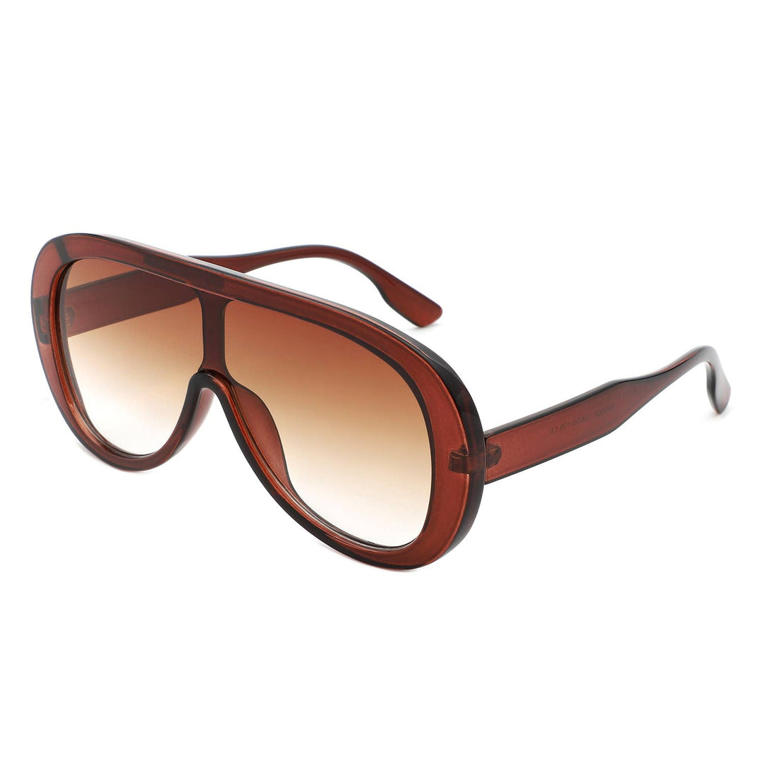 Retro Aviator Sunglasses - Brown